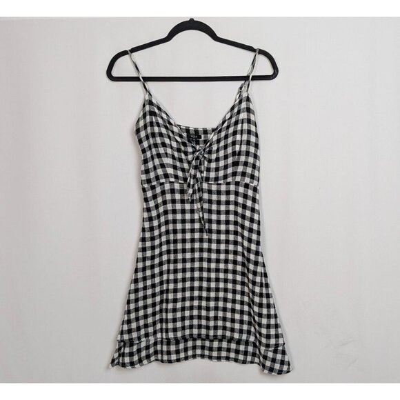 Rails x REVOLVE XS Linen Blend Mini Dress August Plaid Gingham Checked Boe Front - Picture 2 of 16